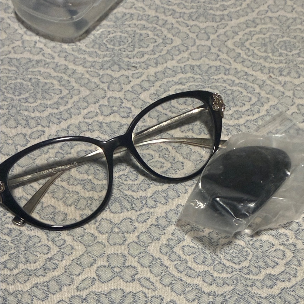 Versace Black Women's Glasses with Gold Detail
